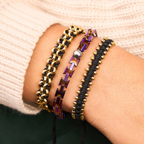 Or x Noir | Bracelet DOT de l'amitié